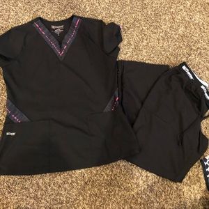 Grey’s Anatomy Black and Pink Scrub Set